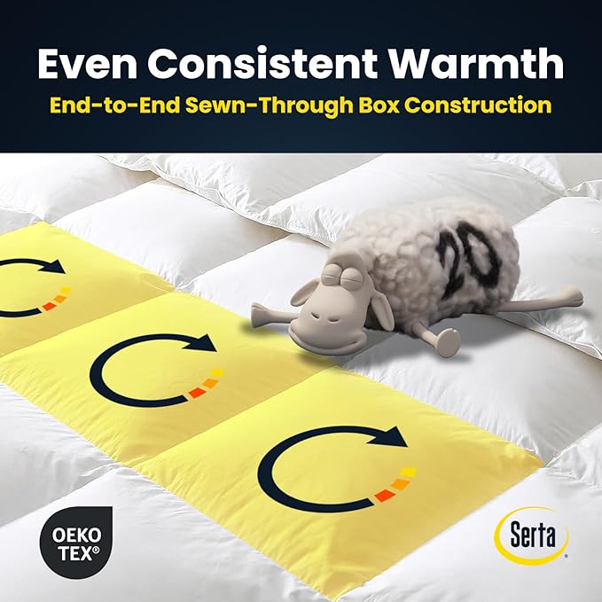 Serta Goose Feathers Down Fiber Comforter Queen Size Duvet Insert,100% Cotton, Hotel Luxury Hypoallergenic Comforter 80oz Extra Warmth 90 x 90 in White