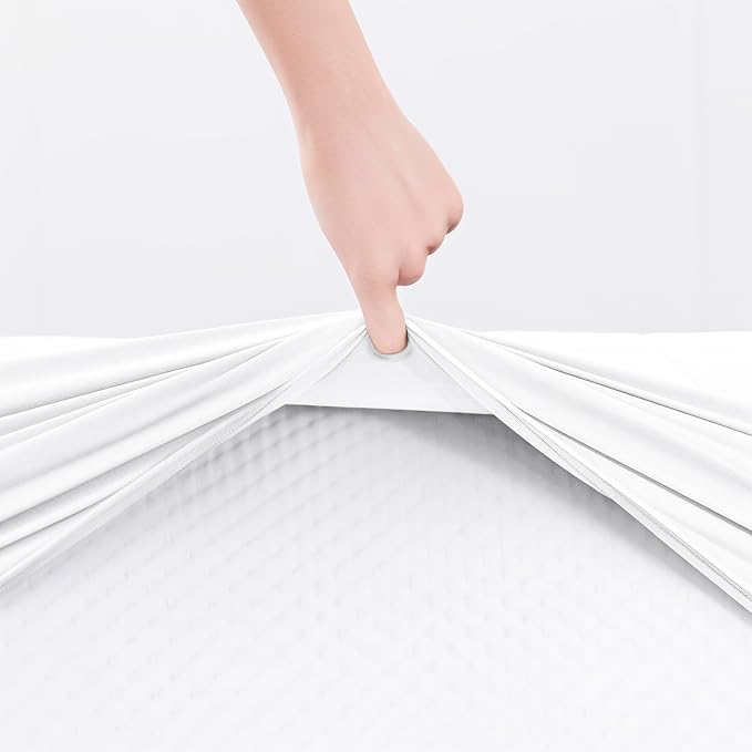 Hearth & Harbor 2 Pack Queen Size Quilted Fitted Mattress Pad Cover, 100% Waterproof Mattress Protectors, Deep Pocket Fitted Mattress Cover 8" - 21" (60" x 80", White)