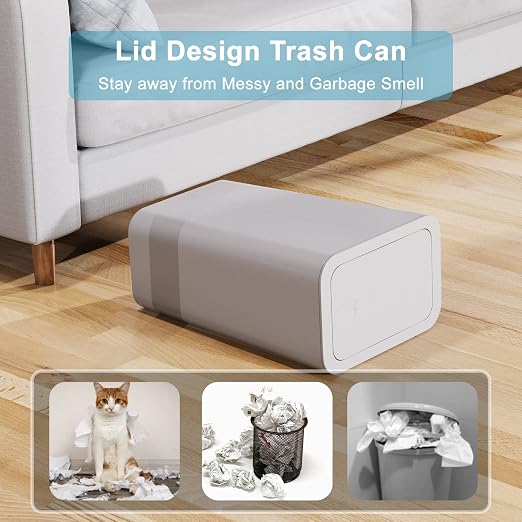 3 Pack 10 Liter / 2.6 Gallon Bathroom Trash Can, Small Trash Can with Lid, Garbage Can Waste Basket for Bathroom, Kitchen, Bedroom, Powder Room, Craft Room, Office, College (Gray) - Image 5