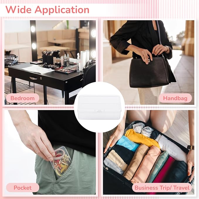 BATTIPAW 6PCS Hair Tie Organizer,Transparent Mini Storage Box,Rectangle Clear Plastic Beads Storage Containers Box,Portable Small Items Holder with Lid for Home, Offices, Business Trips, Travels - Image 7