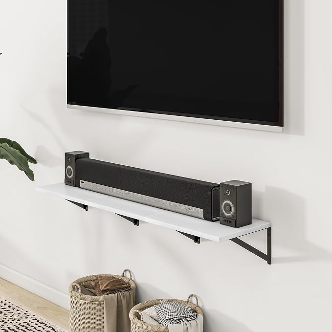 Heimlove 24" W x 12" D Wall Shelves for Books, 12 Inch Deep Floating Shelves Set of 3, Wide Floating Bookshelf with Metal Bracket for Living Room, Kitchen, Office, Bedroom and Decor Storage - White - Image 7