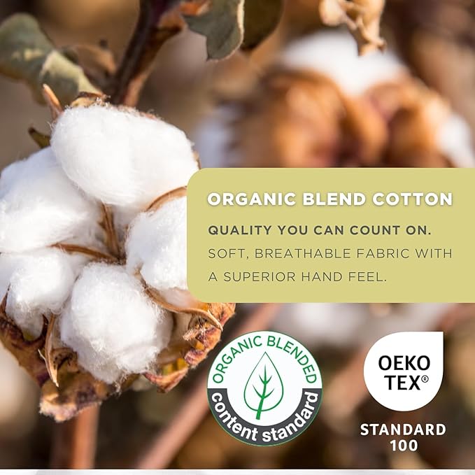 Farm to Home Organic Cotton Pillow Top Mattress Topper - Quilted Fitted Mattress Pad Cover with 16 Inch Deep Pocket, 2 Inch Down Alternative Mattress Protector for Support - Queen Size, White