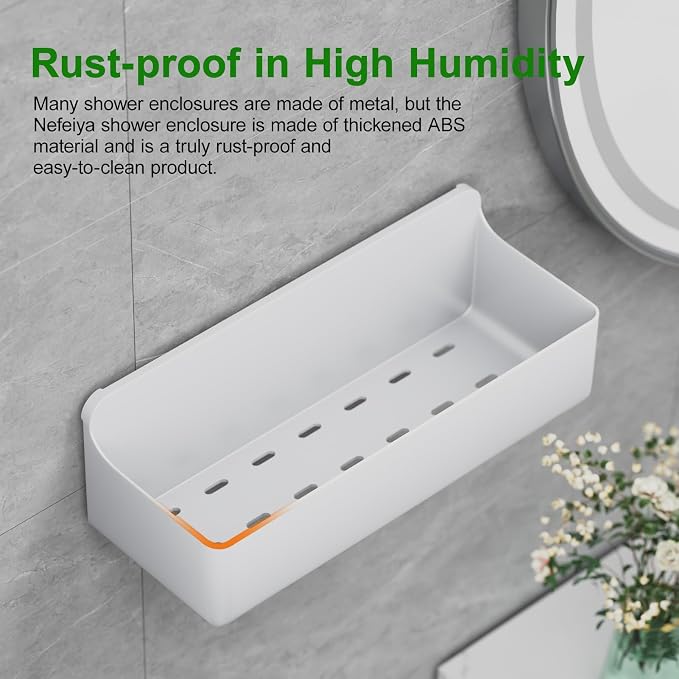 Adhesive Shower Caddy 6 Pack Rustproof Shower Shelves for Inside Shower No Drilling Bathroom Organizers and Storage with Soap Holder Large Rack (White) - Image 3