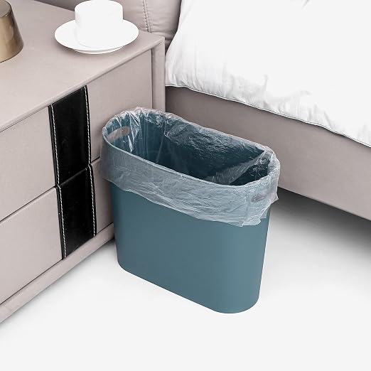 rejomiik Small Trash Can, 3.5 Gallon Slim Garbage Can Plastic Waste Basket with Handles Container Bin for Narrow Spaces Bathroom, Bedroom, Kitchen, Office at Home, Teal Blue - Image 5