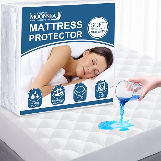 Mattress Pad Protector Waterproof, Absorbent Mattress Pad Cover Quilted Fitted Mattress Protector, Down Alternative Filling Deep PocketRV Short King Mattress Protector 72x75 Inch