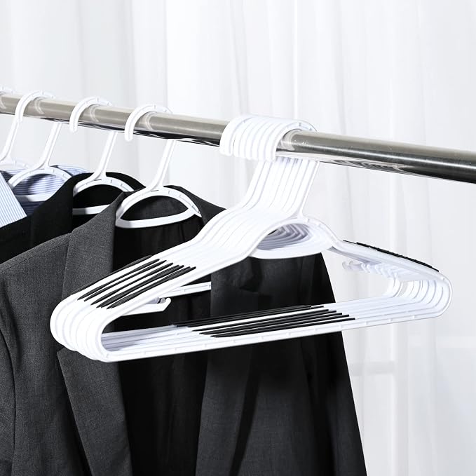 30 Pack Bendable Plastic Hangers Light-Weight Non-Slip Clothes/Suit Hangers(Black) - Image 2