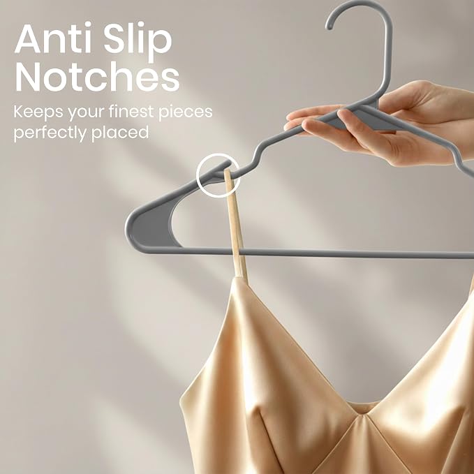 Utopia Home Plastic Hangers 30 Pack - Perfect Space Saving Clothes Hanger - Durable and Strong - Perfect Closet Organizers with Shoulder Grooves (Grey) - Image 3
