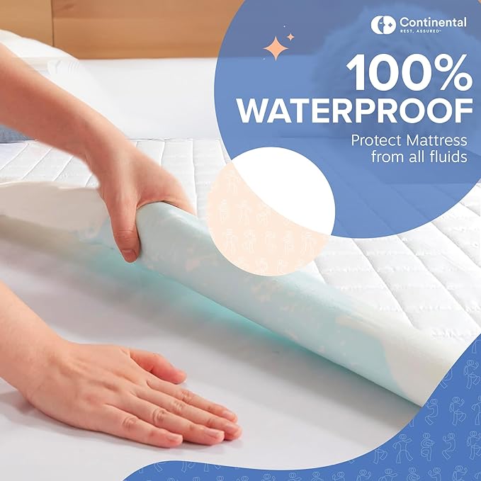 Continental Bedding Arctic Breeze Cooling Waterproof Mattress Pad Protector 18 Inch Deep Pocket