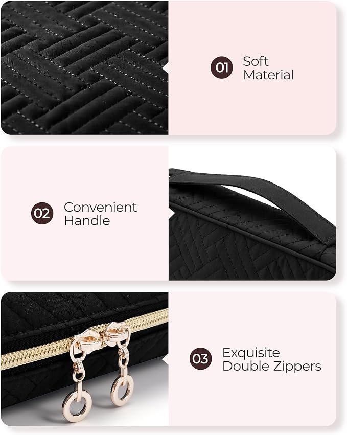 BAGSMART Jewelry Organizer Bag Travel Jewelry Storage Cases for Necklace, Earrings, Rings, Bracelet, Black - Image 6