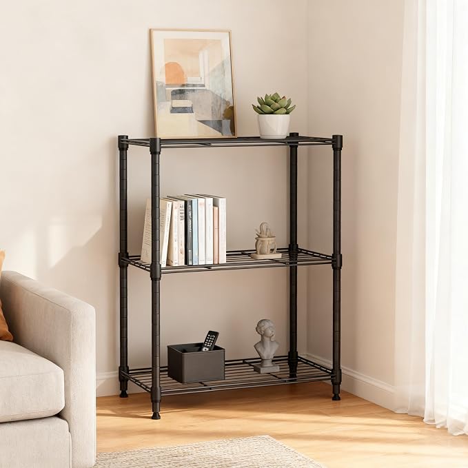 M MZG 450 lbs Steel Storage Shelving 3-Tier Utility Shelving Unit Steel Organizer Wire Rack for Home,Kitchen,Office (11.8" D x 17.7" W x 26.3" H) - Image 4