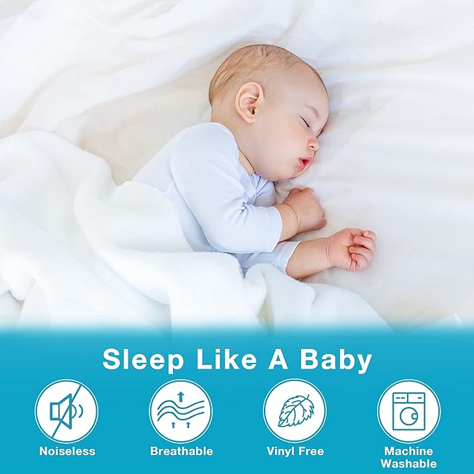 Waterproof Split Top King Mattress Protector for Adjustable Beds, Breathable Noiseless Split Top King Mattress Pad Cover, 32”-34" from Head, 6-18 Inches Deep Pocket, White