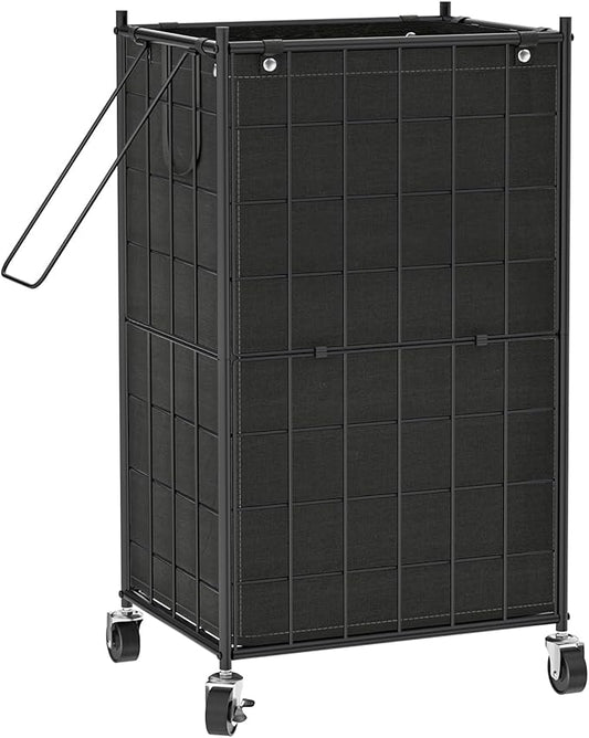 WOWLIVE Laundry Hamper with Wheels,Metal Wire Frame Rolling Laundry Basket with Removable bag,100L Dirty Clothes Hamper Organizer Dorm Room Storage for Bedroom,Bathroom,Black by WOWLIVE