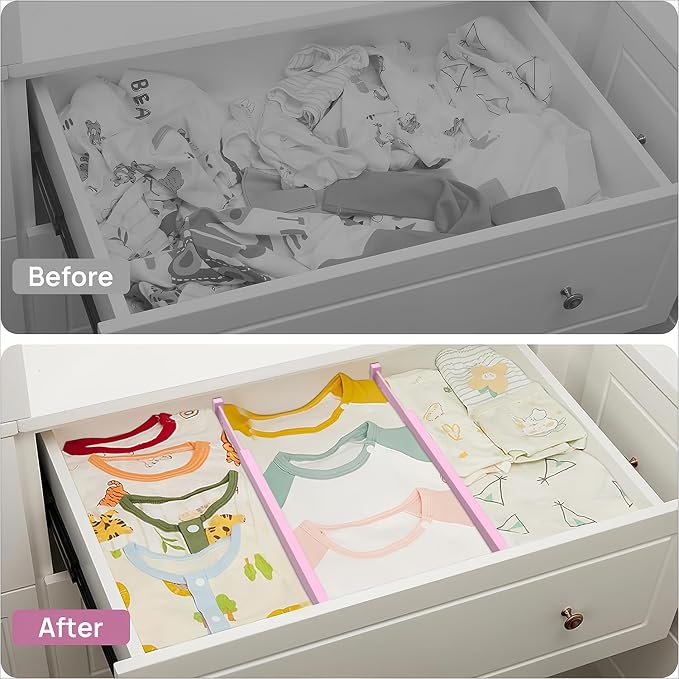 ANTOWIN Expandable Bamboo Drawer Dividers Organizers, Drawer Separators Splitter, 17-22 inches Long Adjustable Spring-loaded Organizer for Large Utensil, Clothes, Tools(Pink) - Image 9