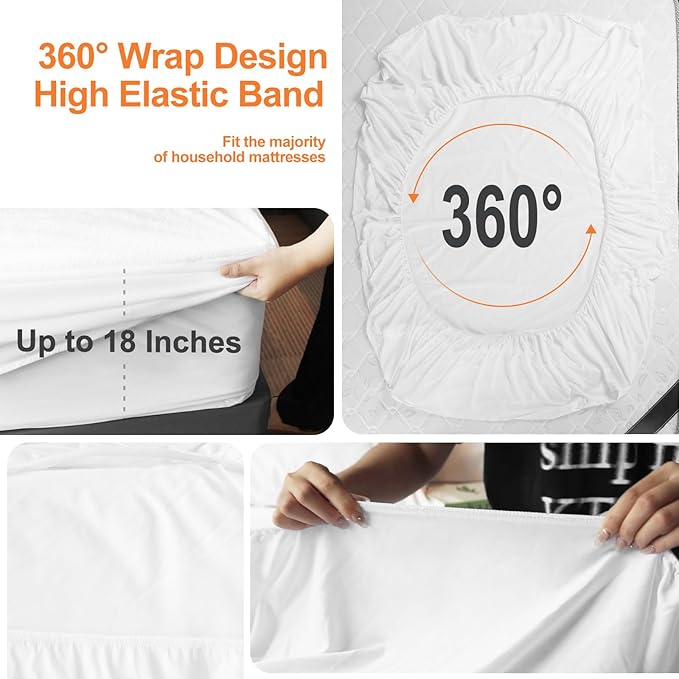 for College Dorm Mattress Protector Twin XL 39"x 80" Fitted Sheet Style up to 18 inch Depth, Menstrual Period Protection, w Stretchy Elastic Skirt Band