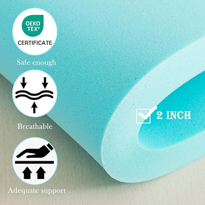 WhatsBedding Twin Size Dual Layer 4 Inch Memory Foam Mattress Topper,2 Inch Gel Memory Foam and 2 Inch Pillow Top Mattress Pad Cover2