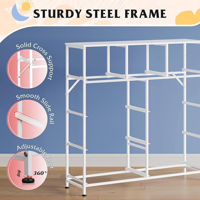 WLIVE 9 Drawer Dresser, Fabric Storage Tower for Bedroom, Hallway, Closet, Tall Chest Organizer Unit for Bedroom with Fabric Bins, Steel Frame, Wood Top, Tie-dye Print (Pink, Purple, Blue) - Image 7