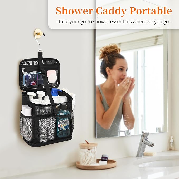 CUBETASTIC Shower Caddy Portable Mesh Shower Tote for Bathroom, Gym, Travel, Camping - Quick Dry Hanging Organizer Toiletry Bag with Handle for College Dorm Room, Men & Women - Image 7