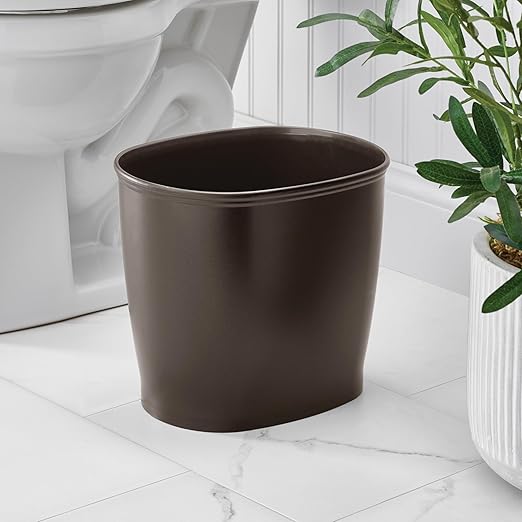 iDesign Slim Plastic Bathroom Trash Can, Small Garbage Bin for Bedroom, Office, Desk, Dorm, Bronze (Pack of 2) - Image 3
