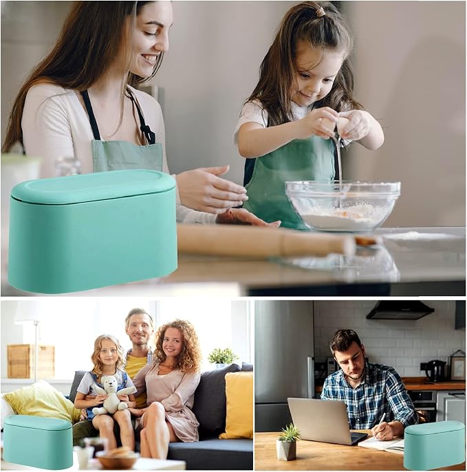 LTWQLing Mini Trash Can with Lid - Removable Small Garbage Can, Tiny Plastic Trash Bin, Pop Up Countertop Wastebasket, Counter Garbage Lint Bin for Bathroom,Office,Kitchen,Desk,Coffee Table(Sky Blue) - Image 5