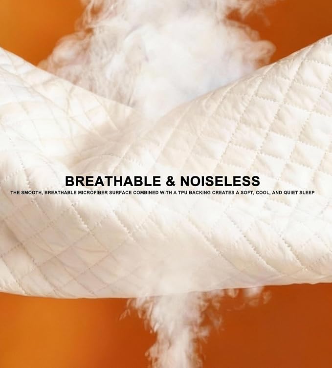 Full Size Mattress Protector - 100% Waterproof Liquid Barrier, Noiseless Seamless Bed Cover, Fits 8"-16" Deep Pockets, Breathable Microfiber, White