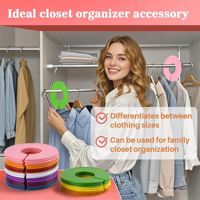 30PCS Closet Dividers Clothes Organizers - Sukh Closet Organizers Plastic Clothes Size Dividers Labels Separators for Garment Organizer Boutique Hanger Clothing Rack No Burrs 10 Assorted Colors - Image 3