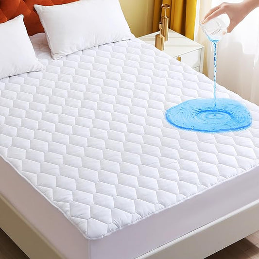 GOONIK Waterproof Mattress Protector, Noiseless King Size Mattress Pad Cover with 6-18 Inches Deep Pocket, White