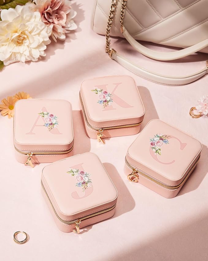 Enthralite Travel Jewelry Box for Girls: Traveling Jewelry Case Gift for Women - Mini Organizer for Necklaces Earrings Pink K - Image 2