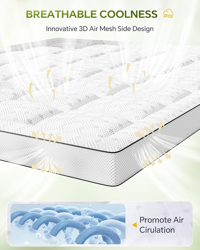 3 Inch Mattress Topper King,Pillow Top Mattress Topper with Bamboo Rayon Cover,Breathable Mesh Side Mattress Pad,21" Deep Pocket,Soft Supportive King Size Memory Foam Mattress Bed Topper