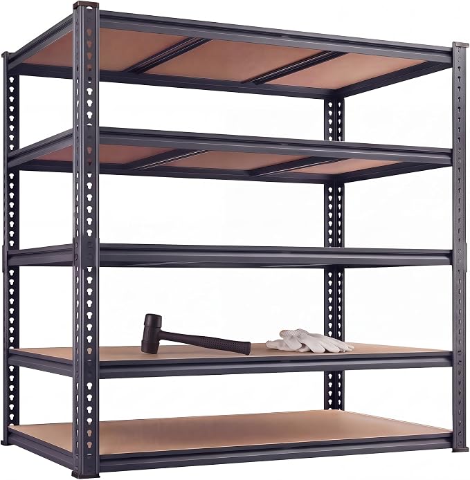 Garage Shelving Heavy Duty, 3000LBS Metal Storage Shelves 5 Tier, Adjustable Shelving Unit 46" W x 20" D x 72" H, Boltless Garage Storage Rack for Garage Basement, Pantry, Warehouse 1Pcs by AtGoWac