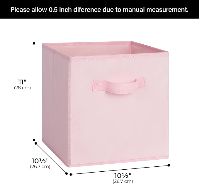 Cupic Cupid 11x11 Storage Cubes, 6 Pack Open Storage Bins with Handles, Storage Cube Organizer for Clothes and Toys, Collapsible Cube Bins for Closet, Shelves, Offices, Pink - Image 4