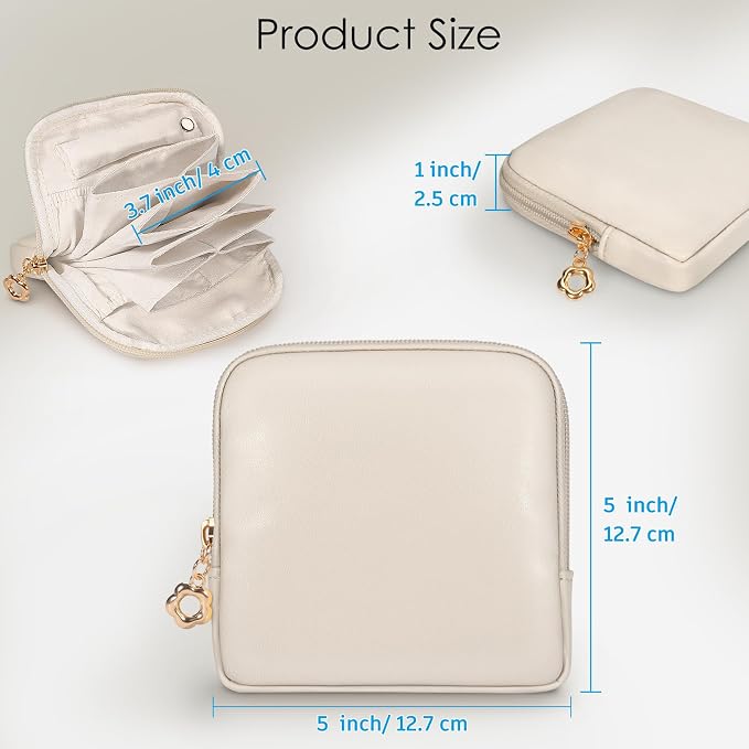SITHON Small Travel Jewelry Case with Ring Holder, Mini Velvet Jewelry Pouch Bags, Compact Storage Organizer for Bracelet Necklaces Earrings Travel Essentials, Mother’s Day Gifts (Cream White) - Image 5