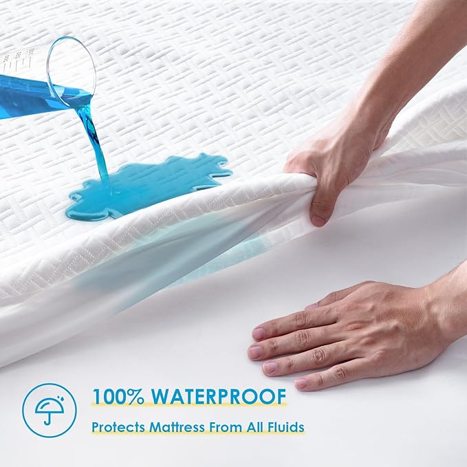 Cozymaker King Size 100% Waterproof Mattress Protector, Cooling Mattress Cover Fitted 8-21" Deep Pocket, 3D Air Fabric Soft Breathable Bed Mattress Pad Cover Noiseless Washable