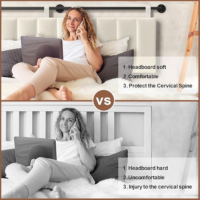 BSHOMGI King Headboards Only Wall Mounted Headboard for BedroomComfortable Velvet Vertical Channel Headboards for Adjustable Size Bed (Velvet Beige, King)