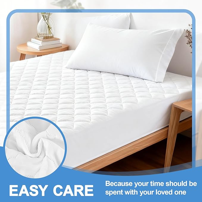 Peryiter Waterproof Queen Air Bed Mattress Pad with 15-24 Inch Deep Pockets, Brushed Queen Air Mattress Cover Pad Breathable Noiseless Protector for Camping, Guest Bed and Overnight Visitors