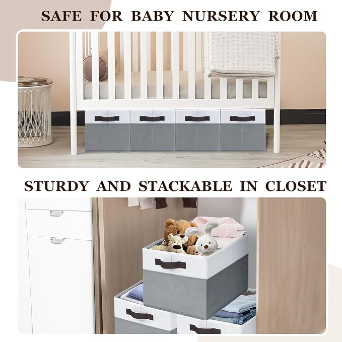 Criusia 12 Pack Large Storage Baskets for Shelves | Fabric Closet Organizers and Storage Bins with Handles for Home Organization | Decorative Collapsible Basket for Organizing Clothes Toy Nursery - Image 4