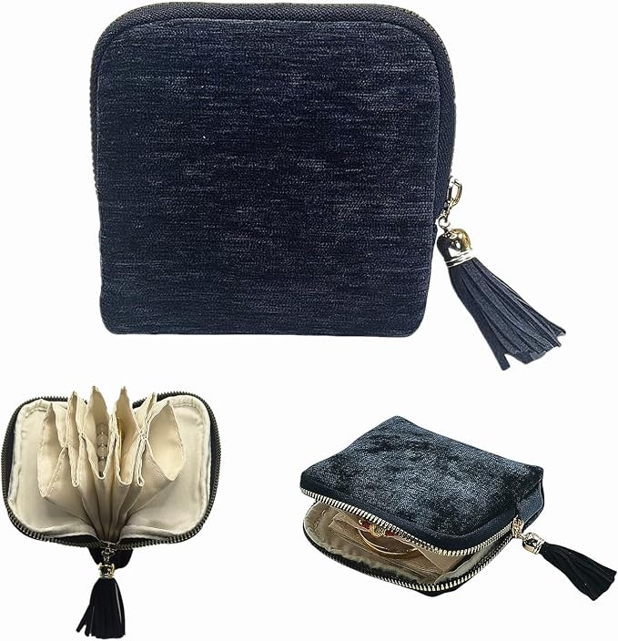 Small Travel Jewelry Case - Jewelry Travel Organizer Bag with Tassel Zipper for Bracelets, Necklaces, Bangles, Jewelry Organizer Storage Bag Gift for Women Girls - LJB001-Dark Blue by ToLoveToLife