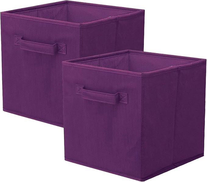 ShellKingdom Storage Bins, Foldable Fabric Storage Cubes And Cloth Storage Organizer Drawer For Closet And Toys Storage, 2 Pack (Purple) by ShellKingdom