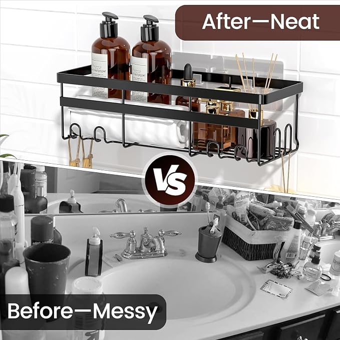WOWBOX Shower Caddies 2 Pack - Adhesive Hanging Shower Shelf - Bathroom Organizers and Storage, No Drilling Stainless Shower Shelves for Home Decor, Bathroom Accessories - Image 6