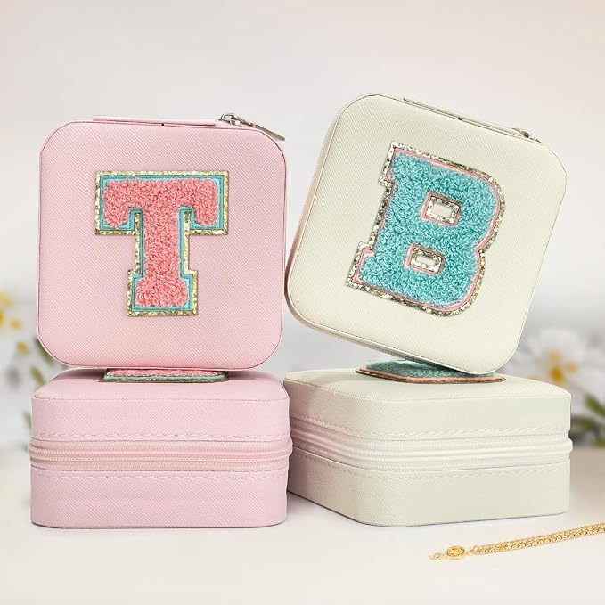 SANDJEST Personalized Jewelry Box, White Travel Jewelry Box with Initial B, Small Monogrammed Jewelry Case Organizer for Girls Women Teen Kids, Mini Travel Essentials Gifts for Birthday Christmas - Image 6