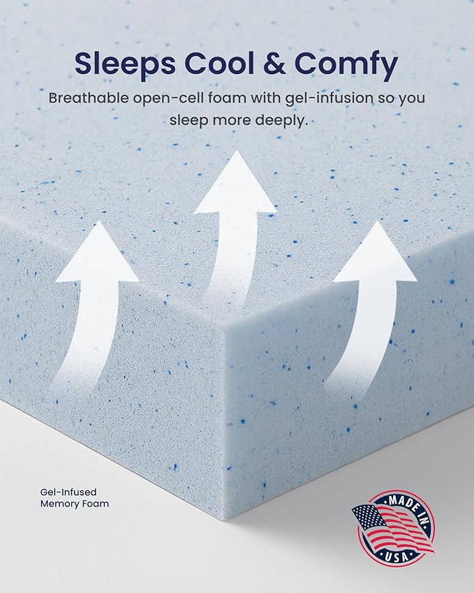 Gel-Infused Memory Foam Topper by LOUNJ Bedding