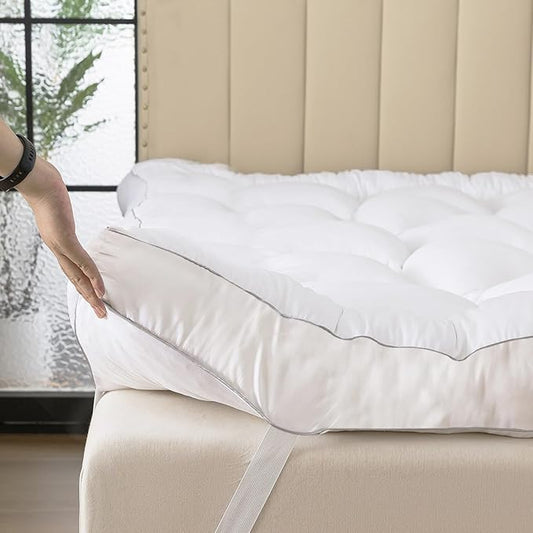 SHOUREN Memory Foam Mattress Topper King, Extra Soft Pillow Top Bed Topper for Back Pain Relief, Fluffy Shredded Memory Foam Filling with Down Alternative Cover, 78x80x5