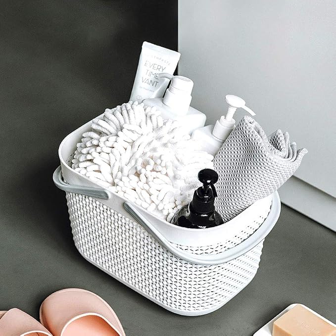 UUJOLY Plastic Organizer Storage Baskets with Handles, Shower Caddy Bins Organizer for Bathroom and kitchen（White） - Image 7