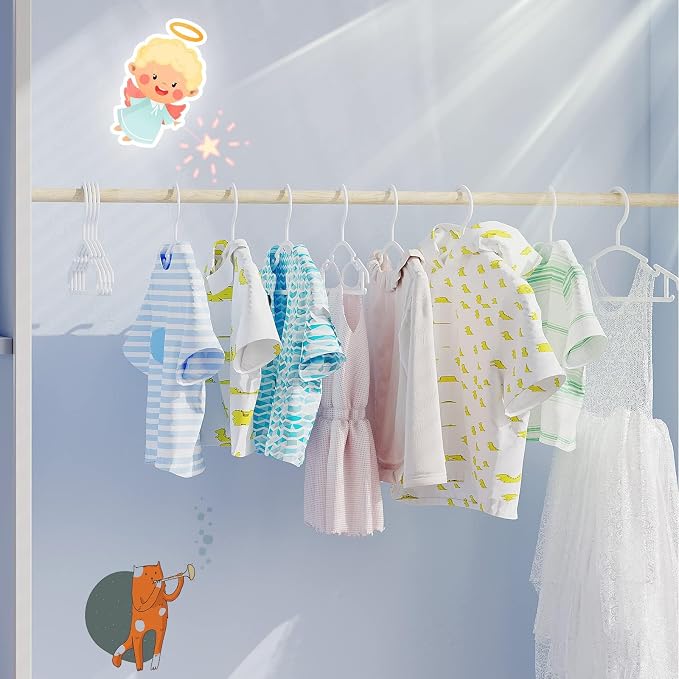 Baby Hangers - 60 Pack Toddler Hangers Kids Plastic Hanger for Infant Small Child Childrens Nursery Newborn Clothes Closet Organization White - Image 6