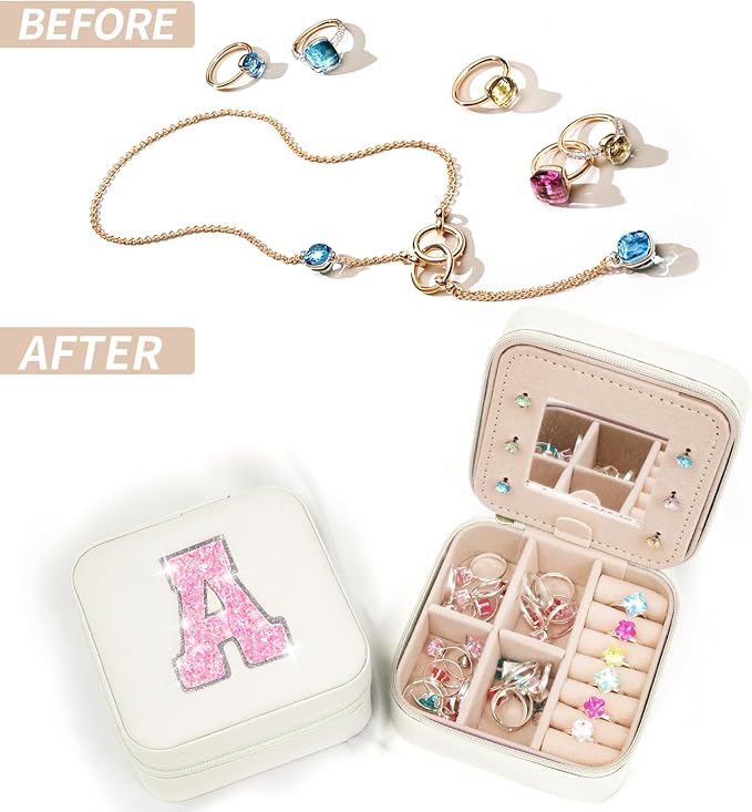Uygafly Graduation Birthday Gifts for 4 5 6 7 8 9 10 11 12 13 Year Old Girls,Gifts for Teens Kids Daughter Sister Her,Travel Jewelry Case Small Box Organizer for Women Cute Stuff | Cream,A - Image 6