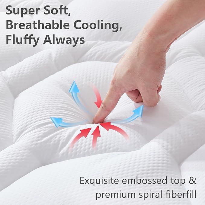 Twin Size Mattress Pad Waterproof, Pillow Top Cooling Twin Mattress Topper for Single Bed, Pee Proof Mattress Protector Cover Quilted Fitted with 8-21" Deep Pocket (39x75 inch, White)