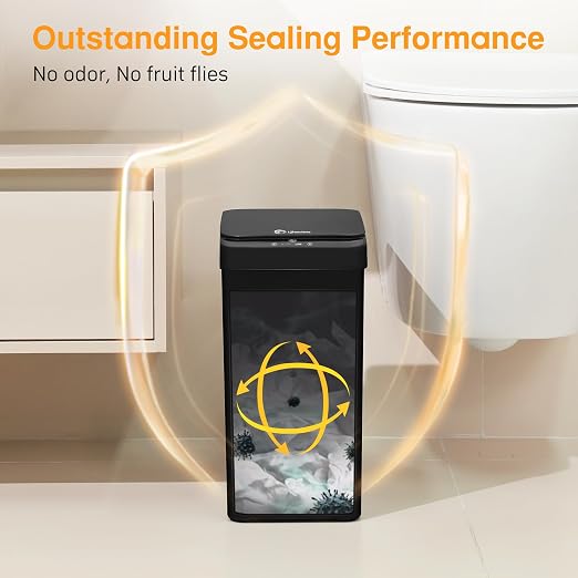 4 Gallon Bathroom Smart Touchless Trash Can for Kitchen Automatic Motion Sensor Rubbish Can with Lid Waterproof Narrow Small Garbage Bin for Kitchen, Toilet, Bedroom, RV(Black,Battery) - Image 3