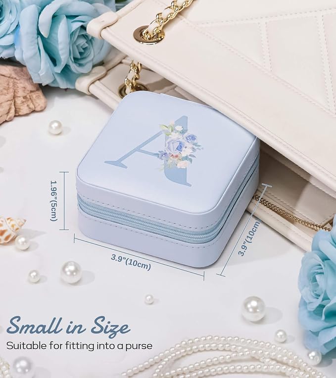 Enthralite Travel Jewelry Box for Gift: Traveling Jewelry Case for Girls Women - Mini Organizer for Necklaces Earrings Blue O - Image 3