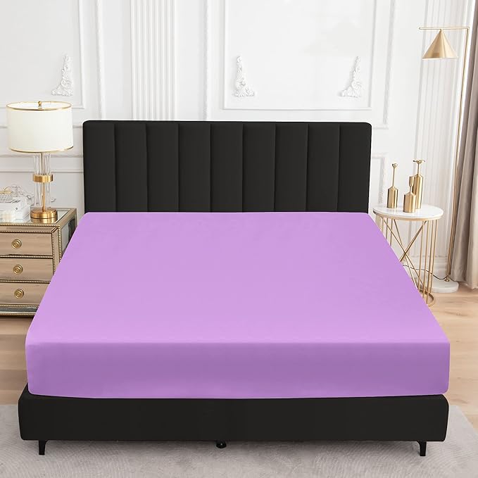 Sufdari Twin XL Mattress Protector,Waterproof Mattress Protector,Fitted Sheet Style Mattress Cover with 18" Deep Pocket,Washable and Comfortable-Purple,Twin XL