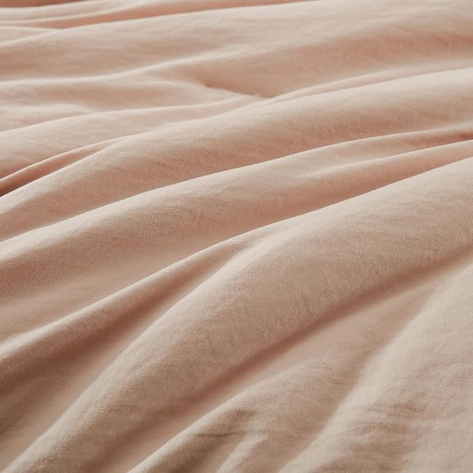 WRENSONGE Queen Comforter Set - 7 Pieces Clay Pink Soft Bed in a Bag Queen with Fitted Sheet, Flat Sheet, 2 Pillow Shams, and 2 Pillowcases- Warm Bedding Sets for All Season
