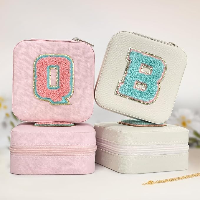 SANDJEST Personalized Jewelry Box, Pink Travel Jewelry Box with Initial B, Small Monogrammed Jewelry Case Organizer for Girls Women Teen Kids, Mini Travel Essentials Gifts for Birthday Christmas - Image 7